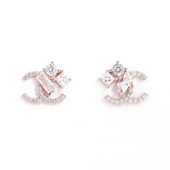 Rose Gold Double C Ear Stud S925