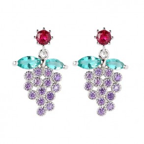 Purple Bunch Grapes Earring