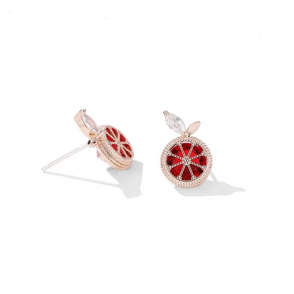 Mandarin Red Crystal Fruit Earring