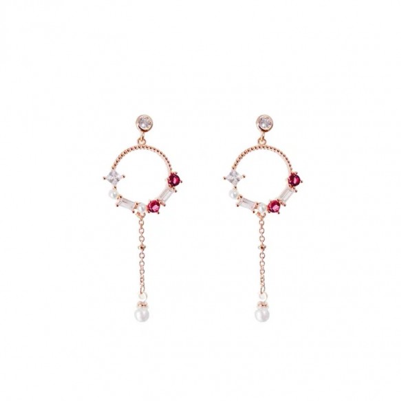 Sweet Crystal Long Pearl Earring