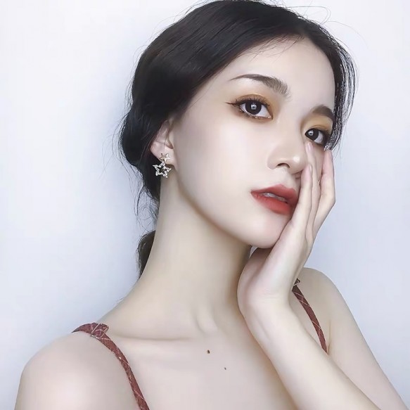 Triple Stars Gold Crystal Earring