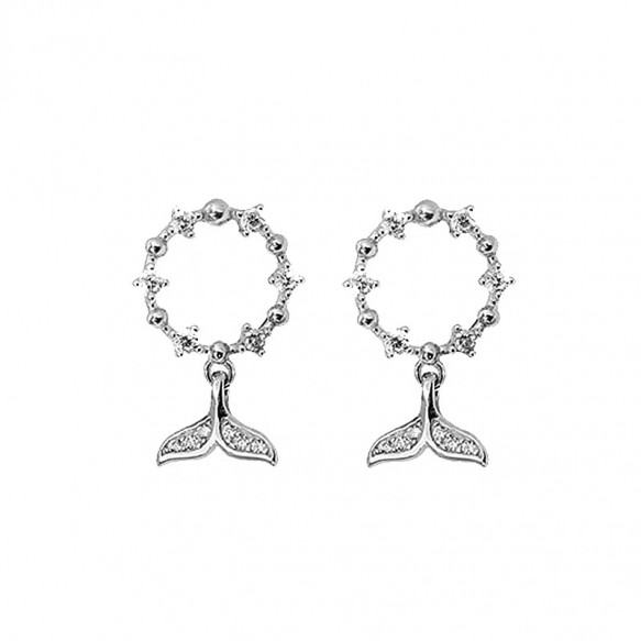Diamond Silver Mermaid Tail Earring