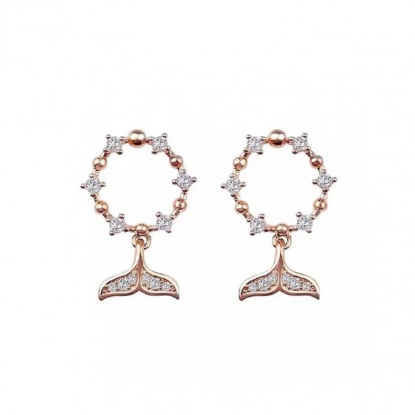 Diamond Rose Gold Mermaid Tail Earring