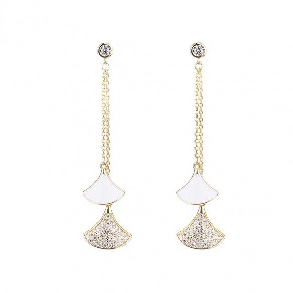 Shell White Crystal Dangling Earring