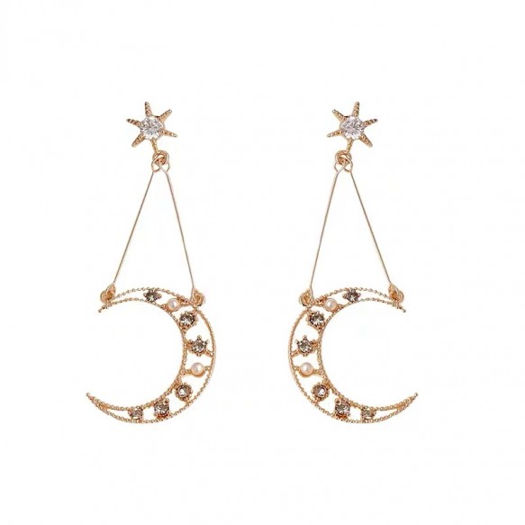Star Crescent Dangle Earring