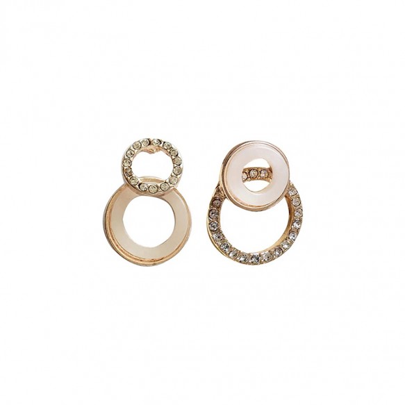 Double Round Pearl Crystal Earring