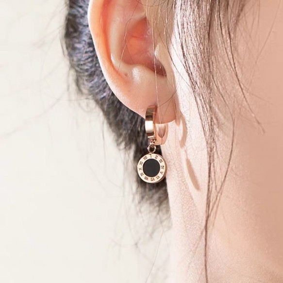 Stainless Steel Time Rose Gold Earring