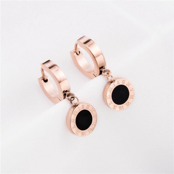 Stainless Steel Time Rose Gold Earring