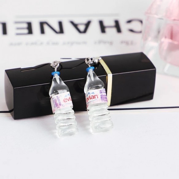 Evian Mineral Bottle Earring