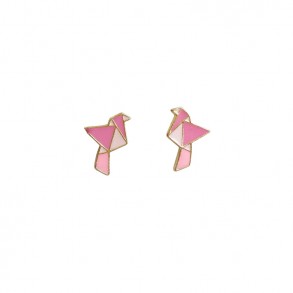 Origami Bird Ear Stud Pink