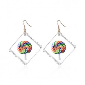 Rainbow Lollipop in Bag Earring