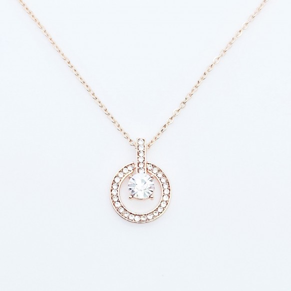 Big Diamond Round Rose Gold Necklace