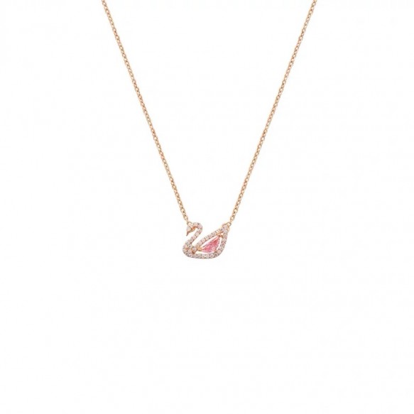 Pink Diamond Swan Rose Gold Necklace
