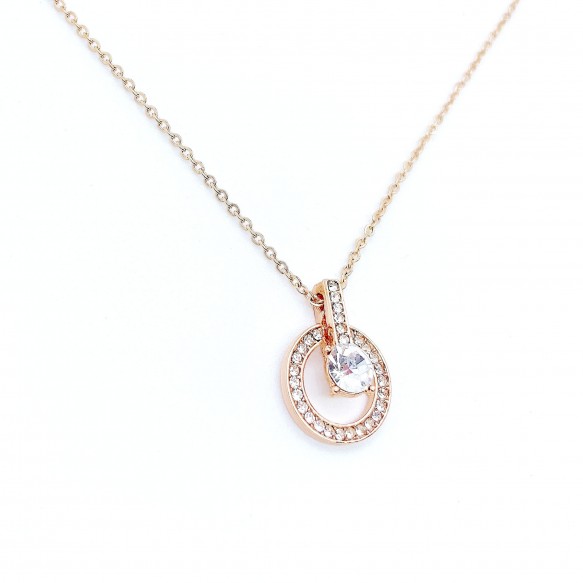 Big Diamond Round Rose Gold Necklace